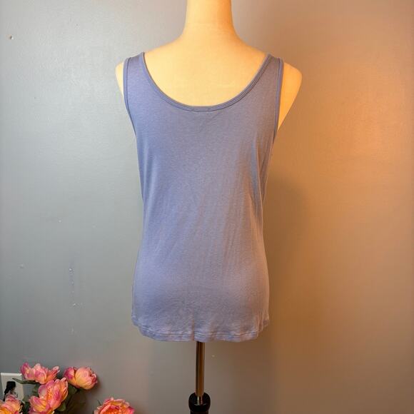 Talbot's Ruffle Tank Soft Pima Cotton Petite Medium Blue - Picture 2 of 7